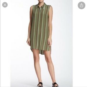 Elizabeth and James Rollins striped silk tunic button down shirt dress sz M